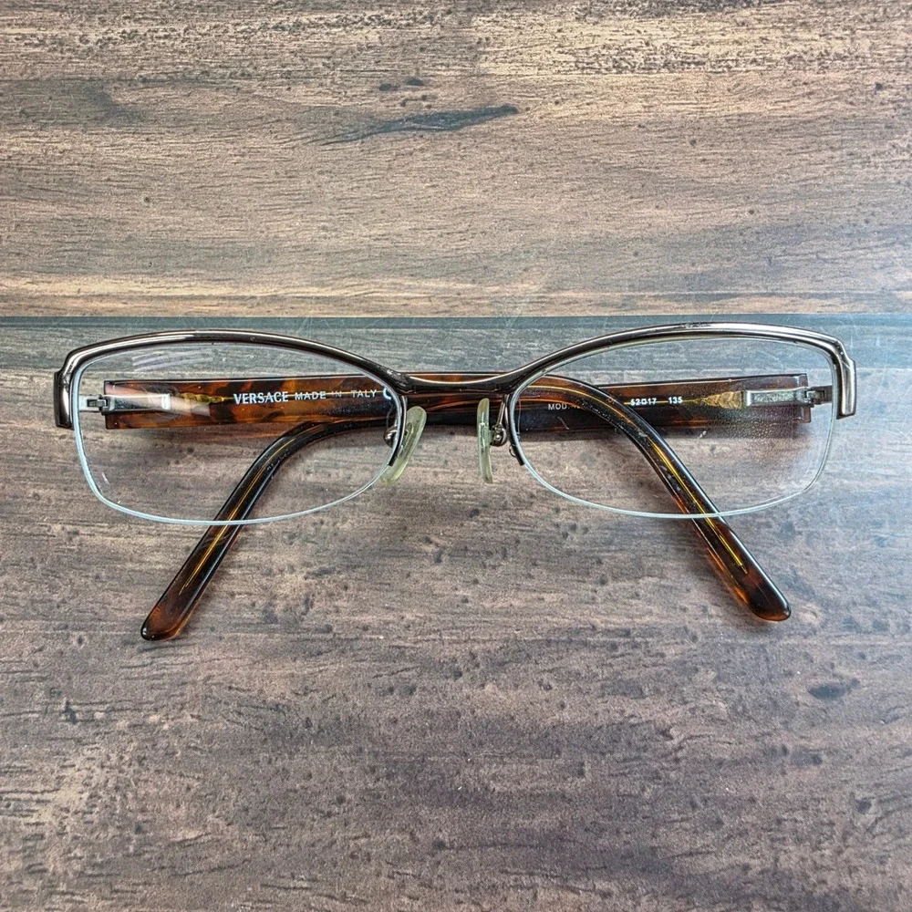 Versace MOD 1099‎ 1013 Brown Tortoiseshell Half Rim Eyeglasses 52-17-135 Italy